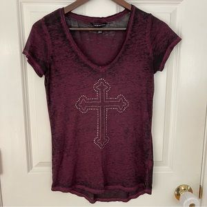 Rock & Republic Burgundy Cross Top